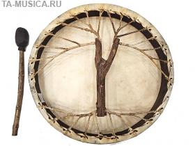 Бубен 50 см без ворса, с деревянной рукояткой, Индонезия купить с доставкой