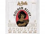 Струны для акустической гитары 9-48, Ultra Light, Golden Alloy, бронза, 40PUL, La Bella